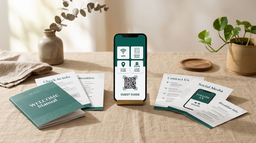 Kit Anfitrión 5★ — guía digital con QR e impresos